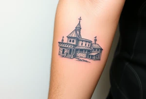 medieval woodcut scene tattoo idea