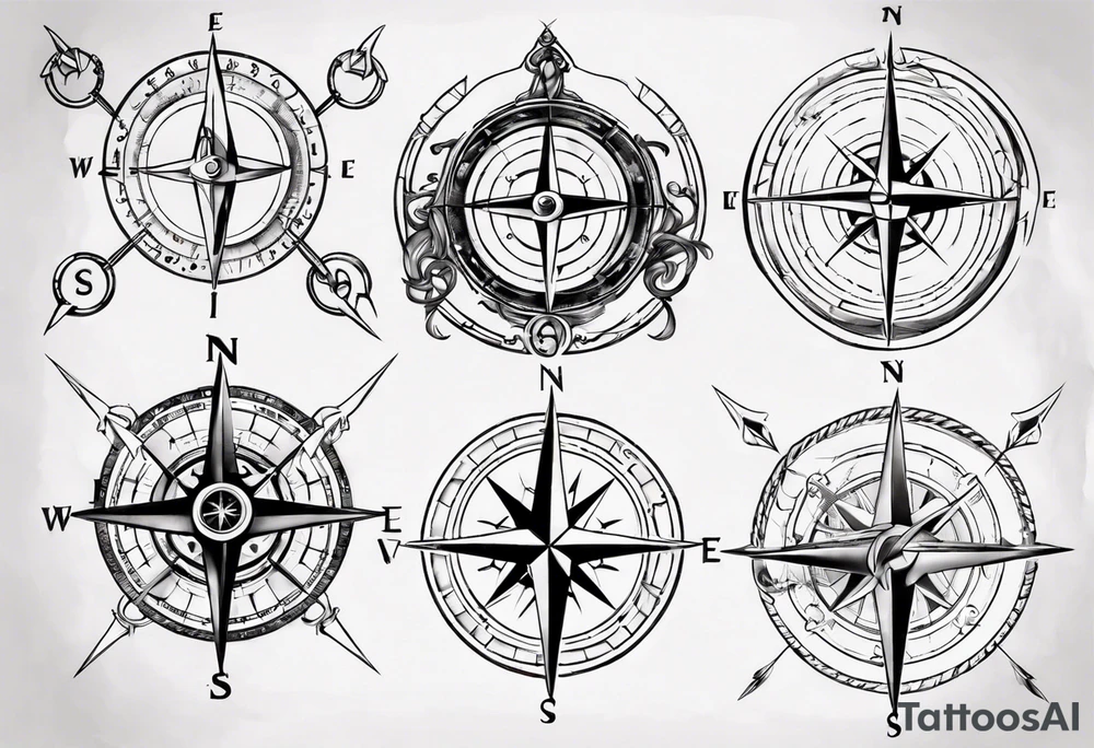 Gemini and compass tattoo idea