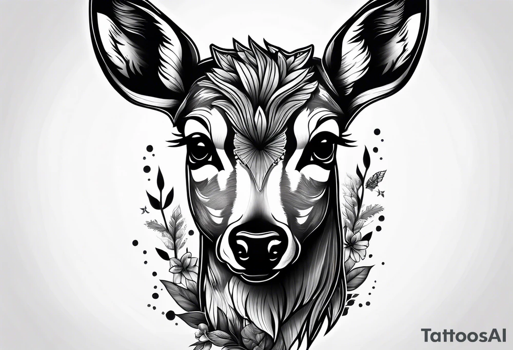 dark themed crying fawn tattoo idea