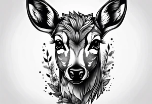 dark themed crying fawn tattoo idea