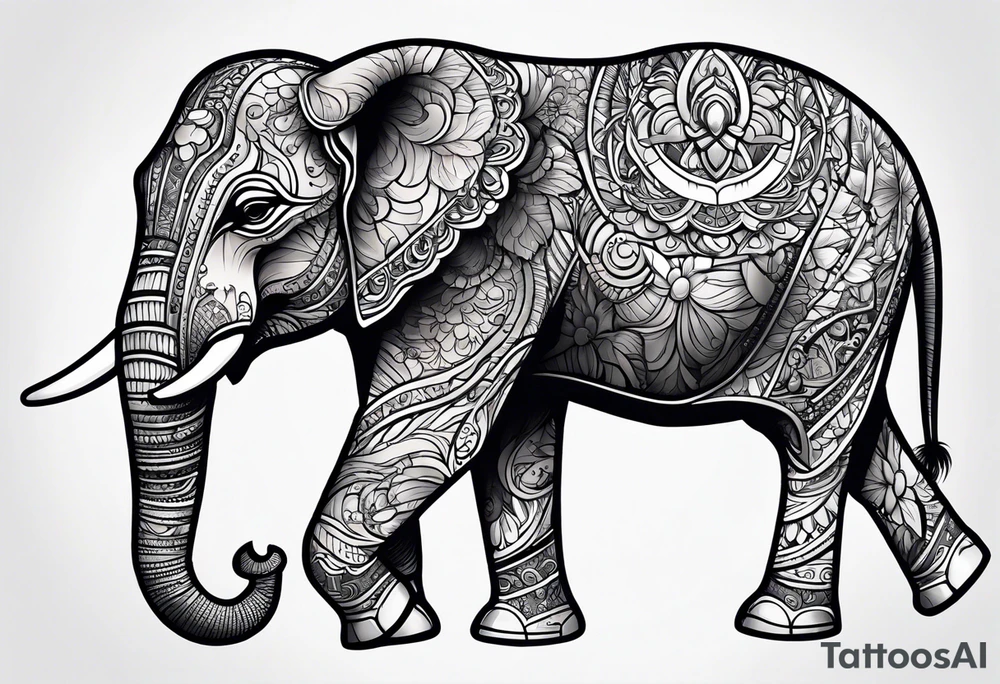 Baby Elephant with helmet tattoo idea