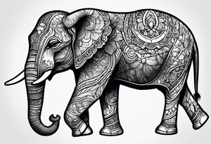 Baby Elephant with helmet tattoo idea