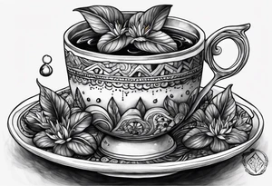 Ayahuasca mushrooms like a cup of tea tattoo idea