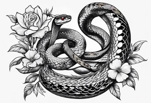 snake with flowers and vines tattoo idea