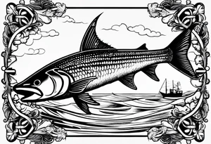 Fishingpole with memorium of a friend tattoo idea