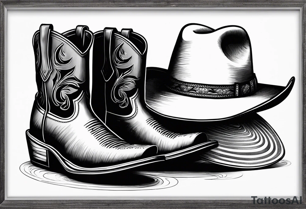 Keep it simple. A pair of boots next to two flip flops and a cowboyhat on the Beach. tattoo idea