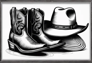 Keep it simple. A pair of boots next to two flip flops and a cowboyhat on the Beach. tattoo idea