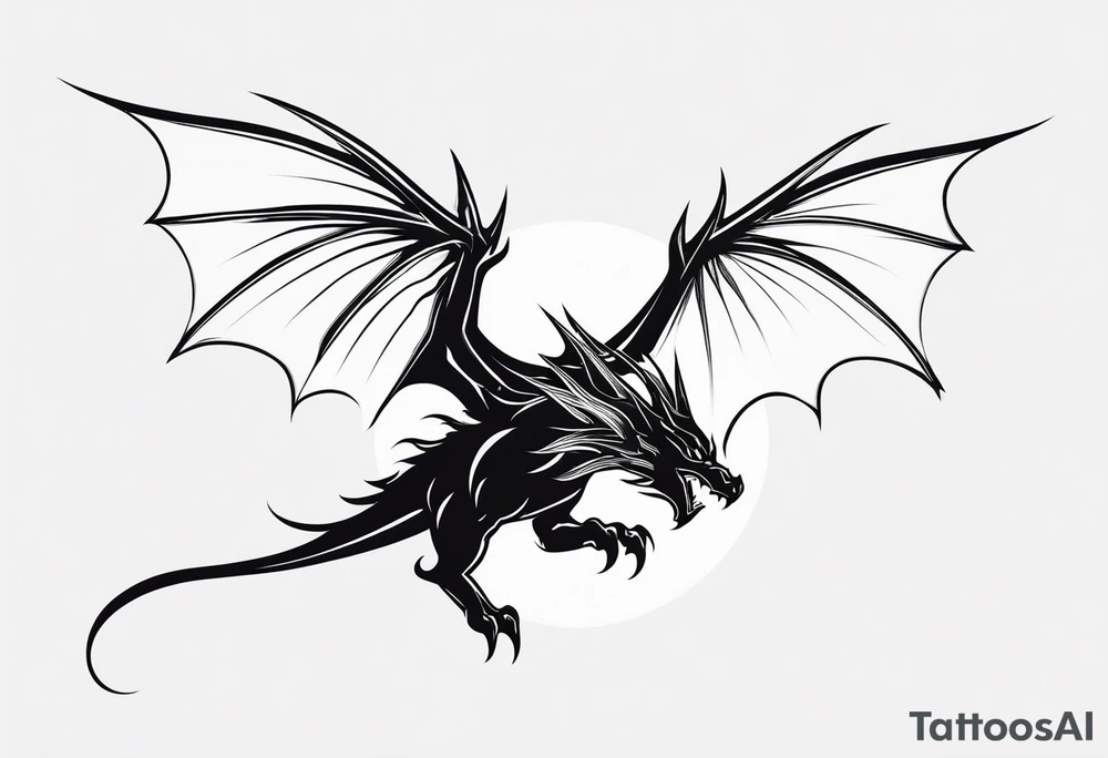 Silhouette minimal wyvern tattoo idea