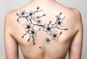 delicate cherry blossoms swirling in spring breeze with petals tattoo idea