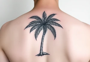 palm tree, on the see with beachparty vibes tattoo idea