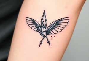 An Origami Crane with Mechanical Wings tattoo idea