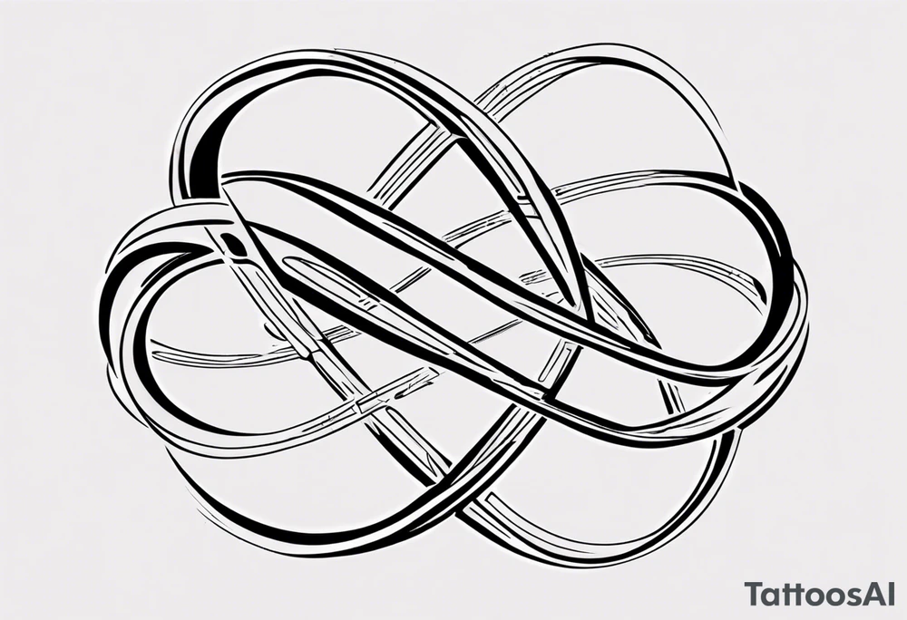 "Through thick & thin" written in the shape of an infinity sign tattoo idea
