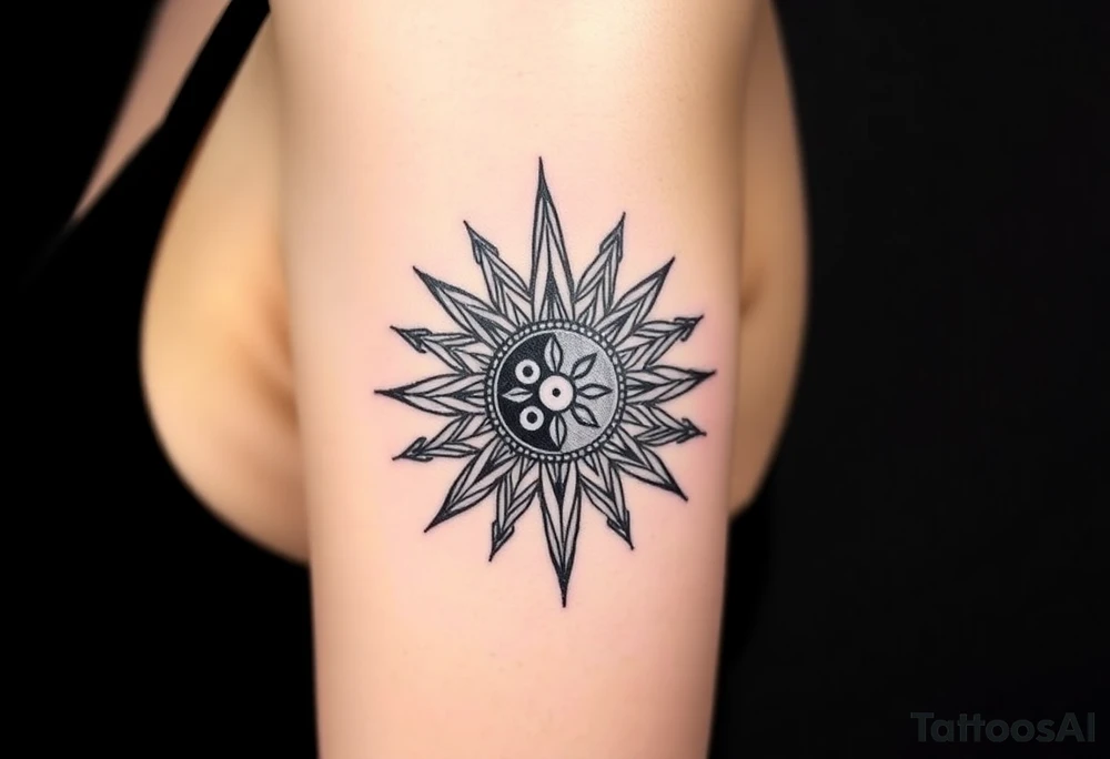 celestial sun and moon embrace with constellation patterns tattoo idea