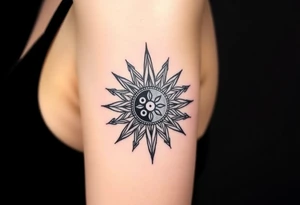celestial sun and moon embrace with constellation patterns tattoo idea