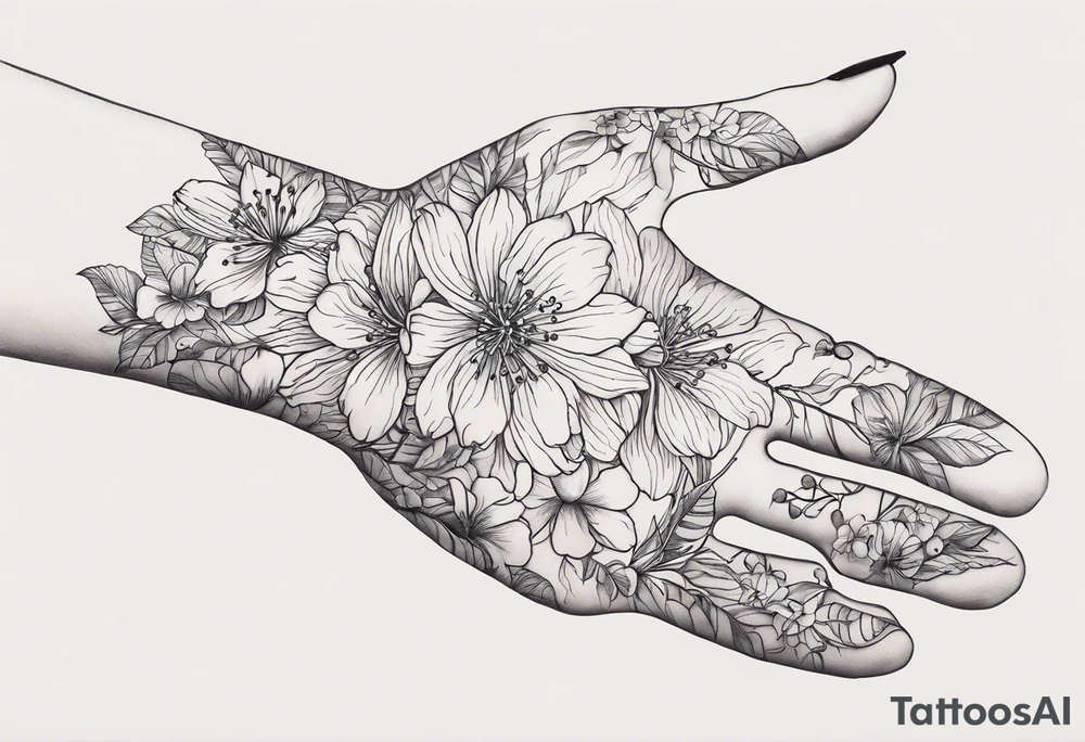 Alright, let's dive into more intricate details for the AI to capture your tattoo vision:

1. Start by meticulously drawing a human hand pointing at a skeleton hand on your left shoulder, ensuring the hands are anatomically correct and well-defined.
2. From the wrist of the human hand, delicately sketch a cherry blossom branch emerging, paying attention to the intricate details of the blossoms and branches.
3. Guide the branch to elegantly travel down your arm, following a natural curve and wrapping around the bicep with realistic twists and turns.
4. Skillfully narrow down the branch to fit through a 7 cm gap on your forearm, maintaining the grace of the cherry blossom design.
5. Finally, lead the branch to its conclusion in a 10 cm gap on your wrist, adding additional blossom elements to complete the tattoo with finesse.

By providing these detailed instructions, the AI will be able to capture the complexity and beauty of your tattoo concept accurately. tattoo idea