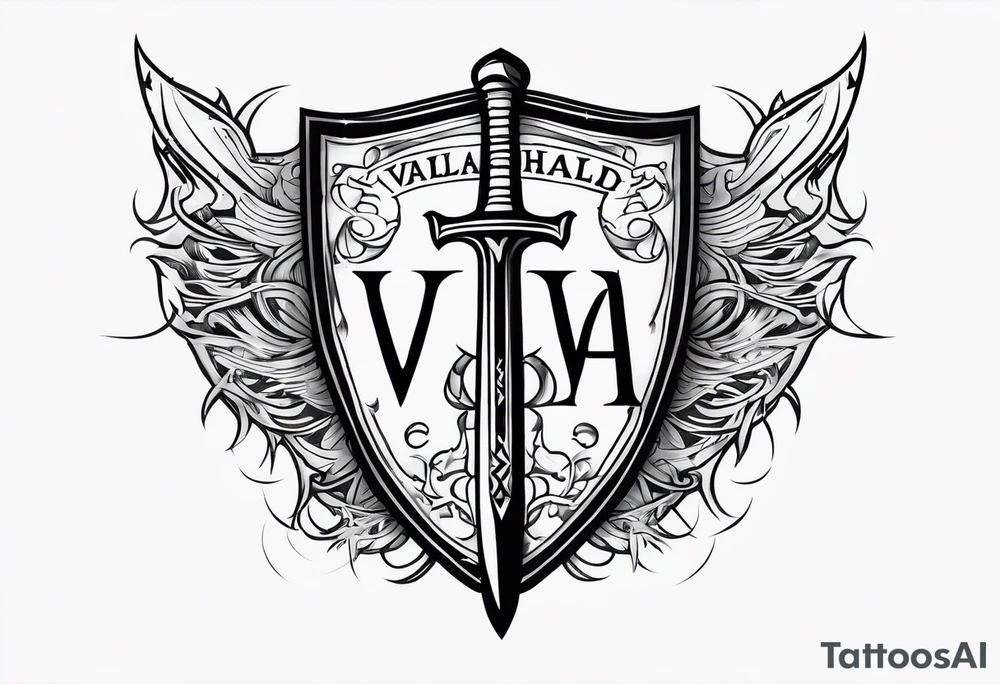 Valhalla sword shield tattoo idea