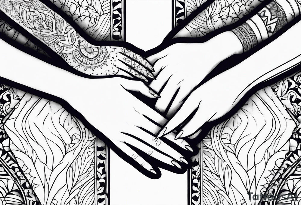 Girls holding hands tattoo idea