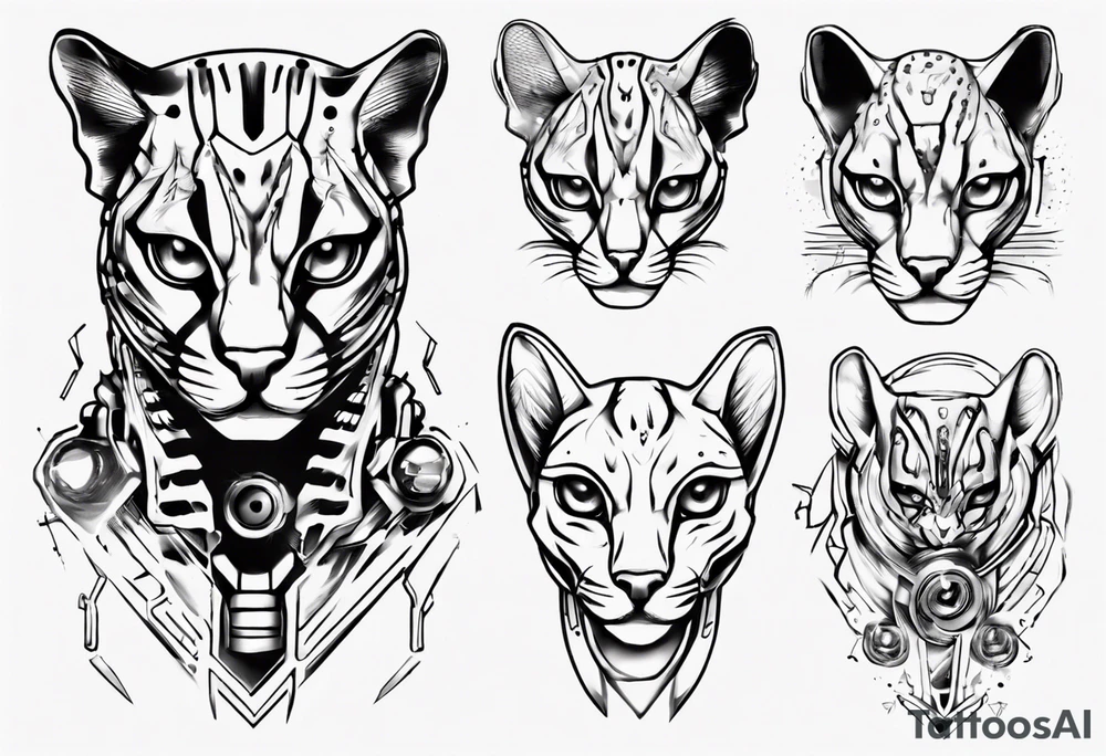 cybernetic ocelot tattoo idea