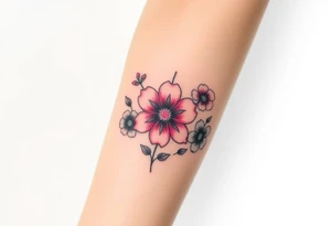 Bipolar disorder symbol with flowers and fade from color to black and white tattoo idea