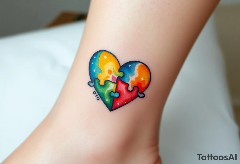 autism heart puzzle shape symbol tattoo idea