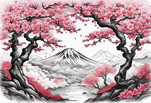 cherry blossom forest tattoo idea