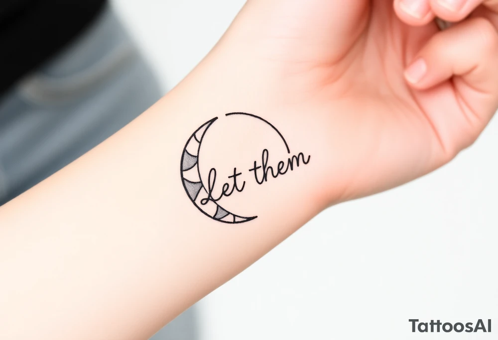 holistic croissant de lune with the text Let Them tattoo idea