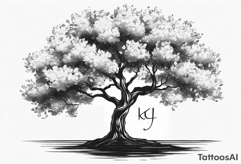 Apple tree  with LK initials tattoo idea