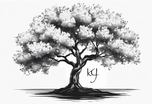 Apple tree  with LK initials tattoo idea