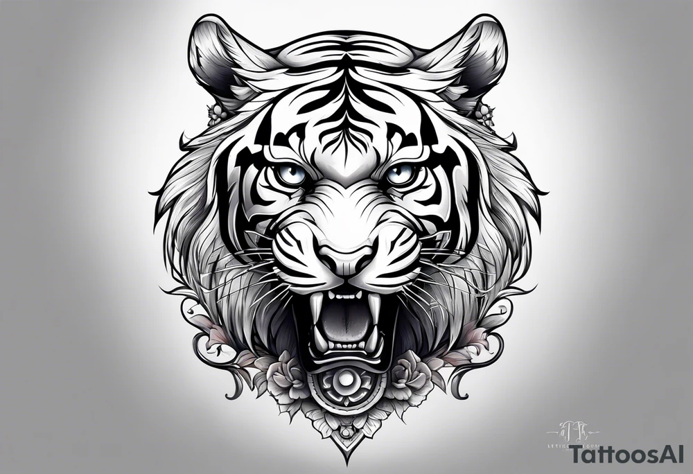 Tiger with skull tattoo idea