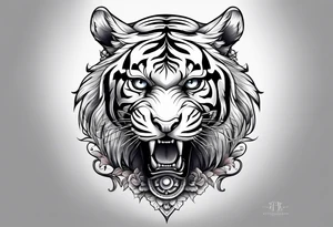 Tiger with skull tattoo idea