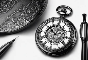 a pocket watch engraved with "don't forget April 24" tattoo idea
