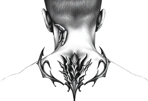 Bold. cover up .saying Evil Side from ear to ear on front of neck. black and white . Devil whisper in ear tattoo idea