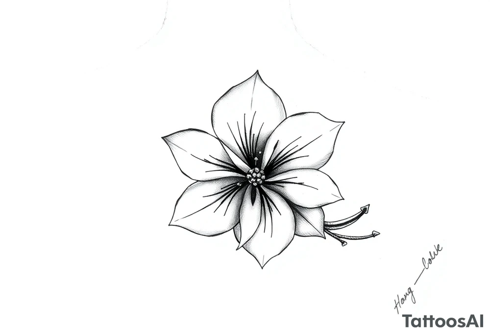 Hong Kong Bahinia Flower, similar to the one on the hong kong flag, no stars inside the flower, the center of the flower is on the right elbow and wraps around the arm. tattoo idea