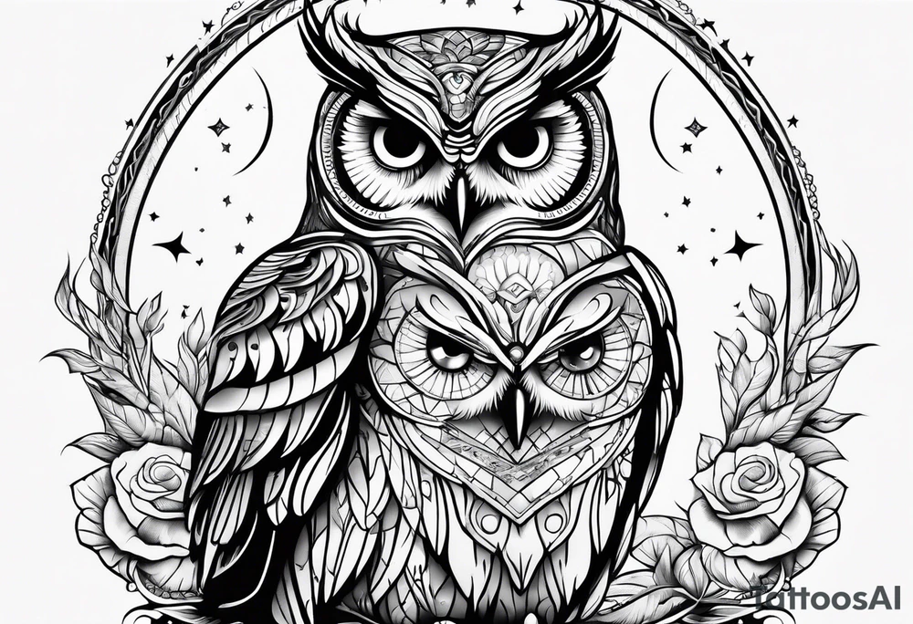 Mom and baby owl tattoo idea