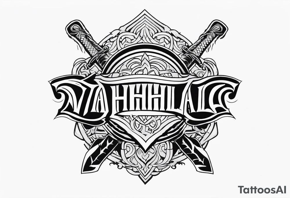 Valhalla round shield fire sword tattoo idea