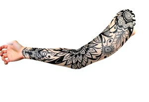 bold line shaman and indian style tattoo idea