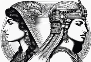 Alexander the Great & Cleopatra back to back just the head tattoo idea