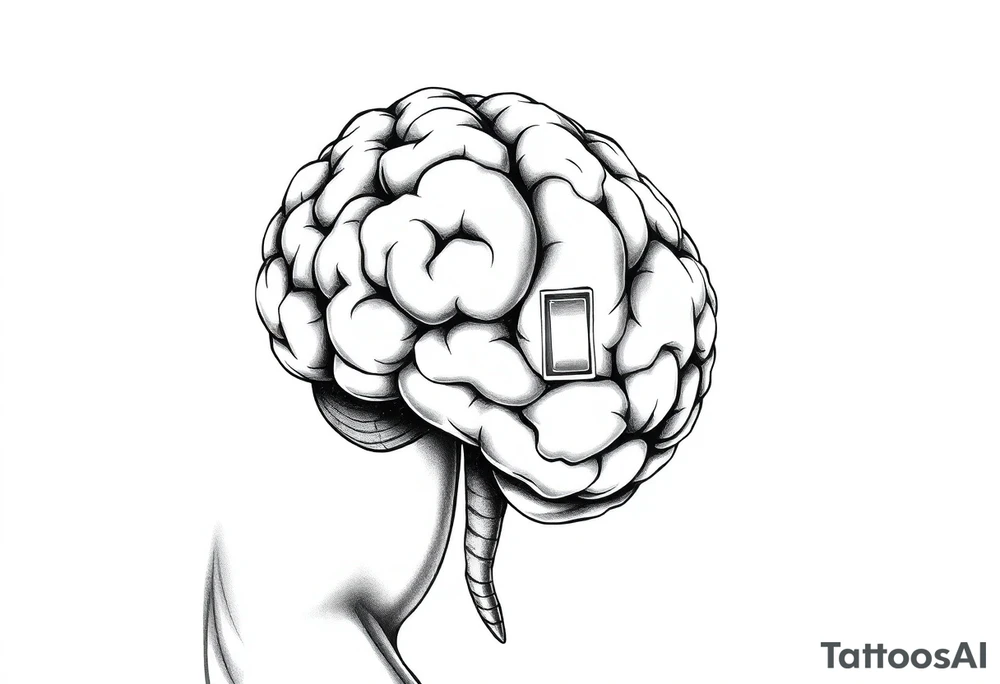 A realistic human brain with a light switch. tattoo idea