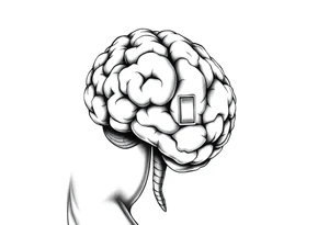 A realistic human brain with a light switch. tattoo idea