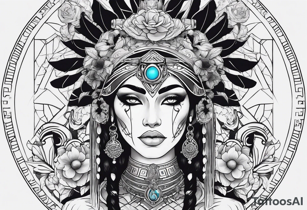 kali ma, alien goddess, valkrye, aries, pirate, divine feminine, zenza resonance, pachamama, lotus azul, blank panther, eagle, skull, 5D, nueva gaya, dna 12 tattoo idea