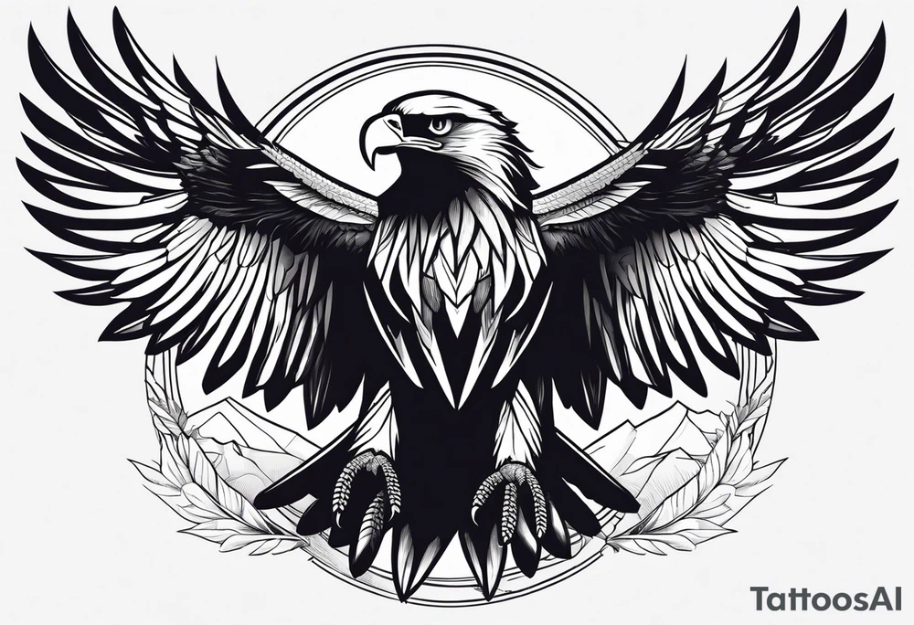 eagle full body fly vector tattoo idea