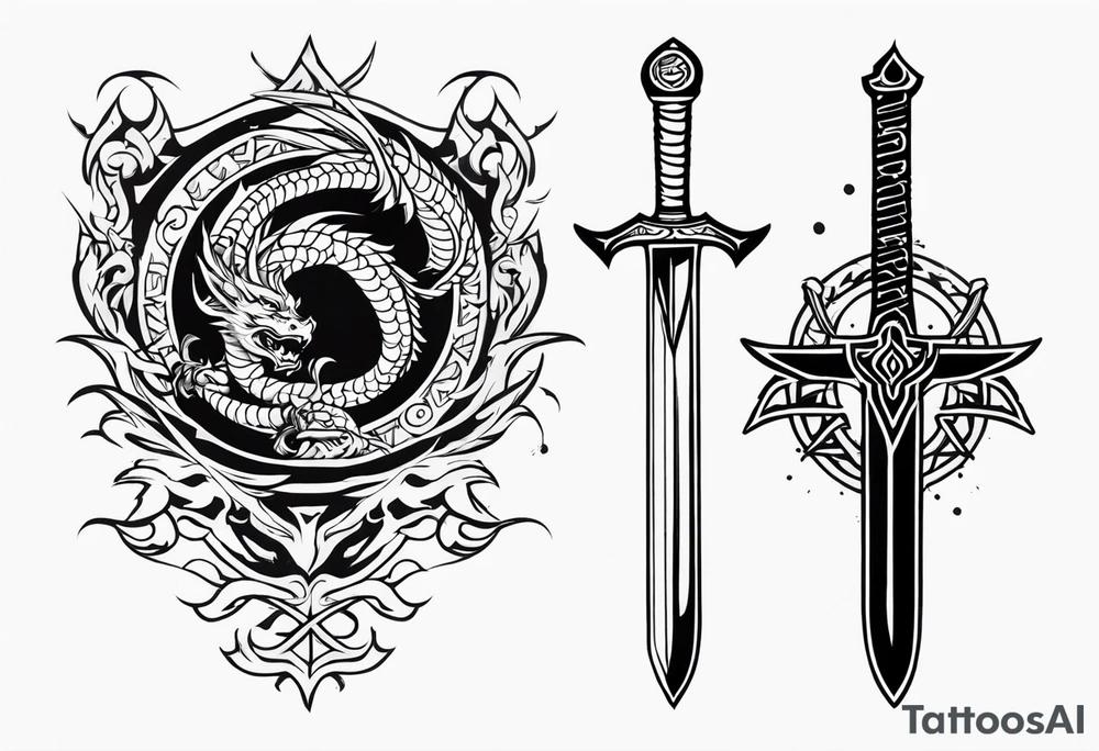 Valhalla  dragon sword symbol tattoo idea