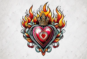 sacred heart vintage traditional tattoo flames tattoo idea
