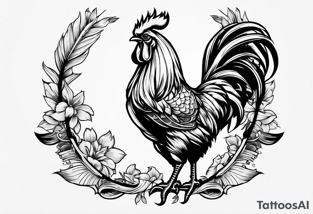 rooster holding a machine gun tattoo idea