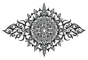 long mytical mandala with ancient rhyme tattoo idea