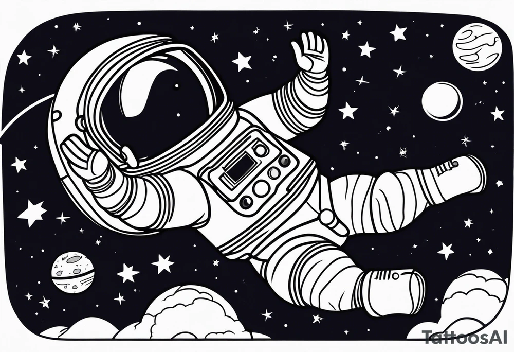 an astronaut floating through space tattoo idea