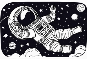 an astronaut floating through space tattoo idea