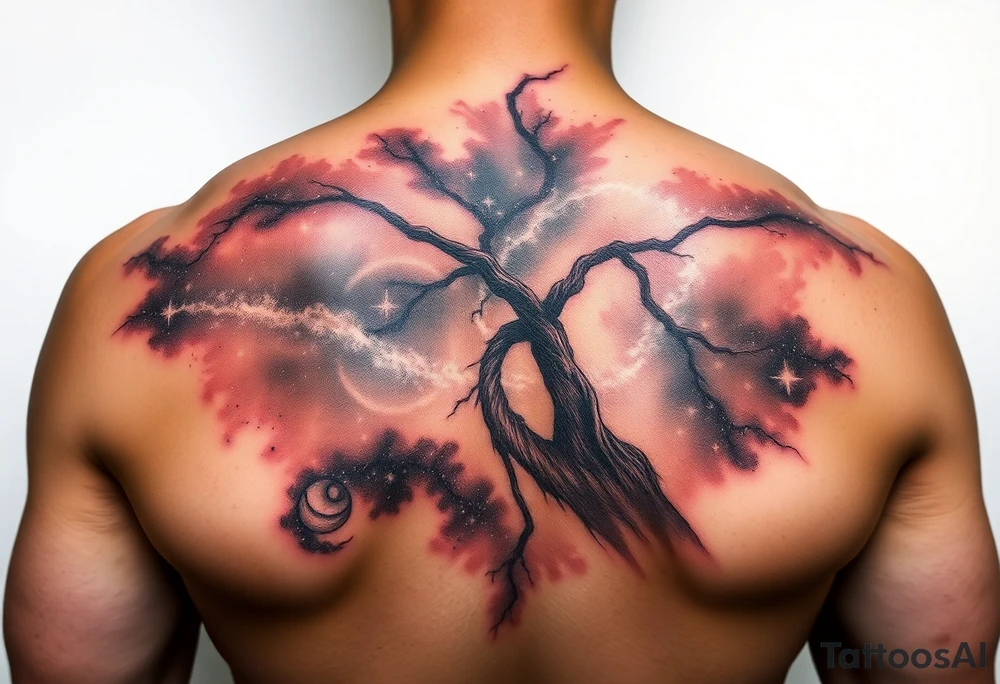 Beautiful and epic 3d milky way that appears to be what is beneath the skin. Make it drape over the shoulder and move to the middle back tattoo idea