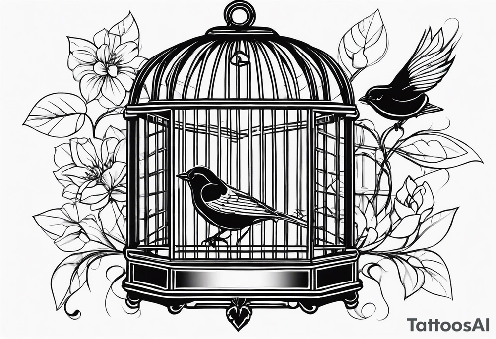 Empty bird cage tattoo idea