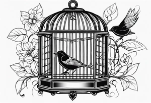 Empty bird cage tattoo idea